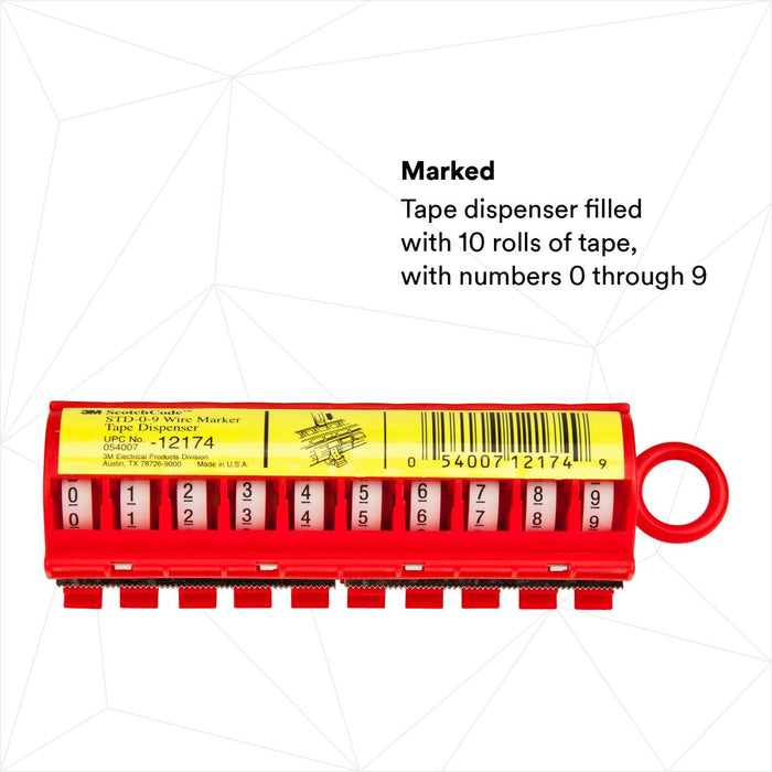 3M ScotchCode Wire Marker Tape Dispenser with Tape STD-0-9