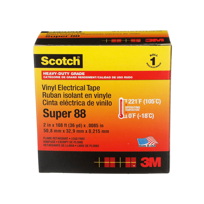 Scotch® Vinyl Electrical Tape Super 88, 2 in x 36 yd, Black