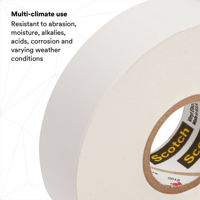 Scotch® Vinyl Color Coding Electrical Tape 35, 3/4 in x 66 ft, White