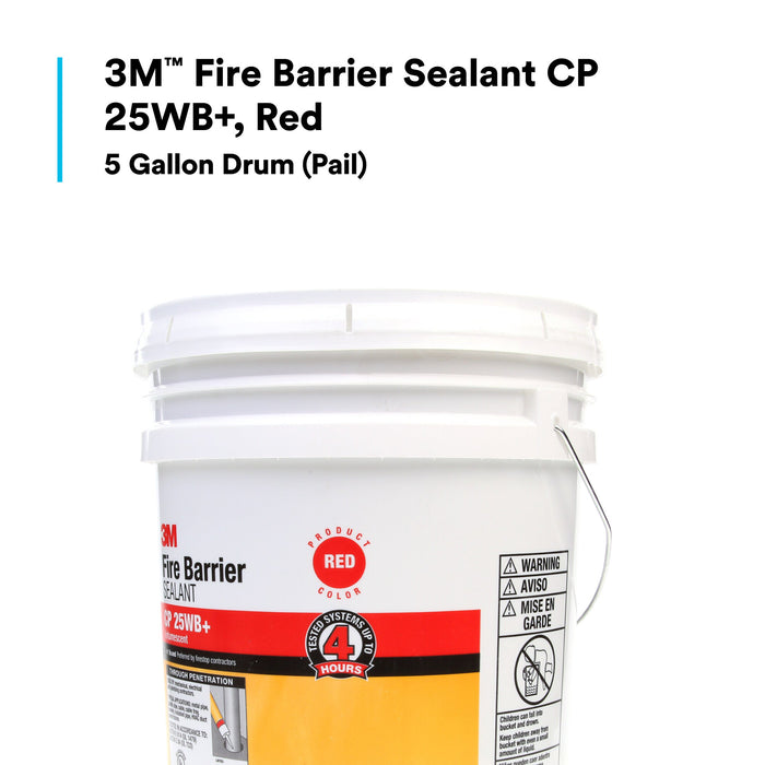 3M Fire Barrier Sealant CP 25WB+, Red, 5 Gallon (Pail)