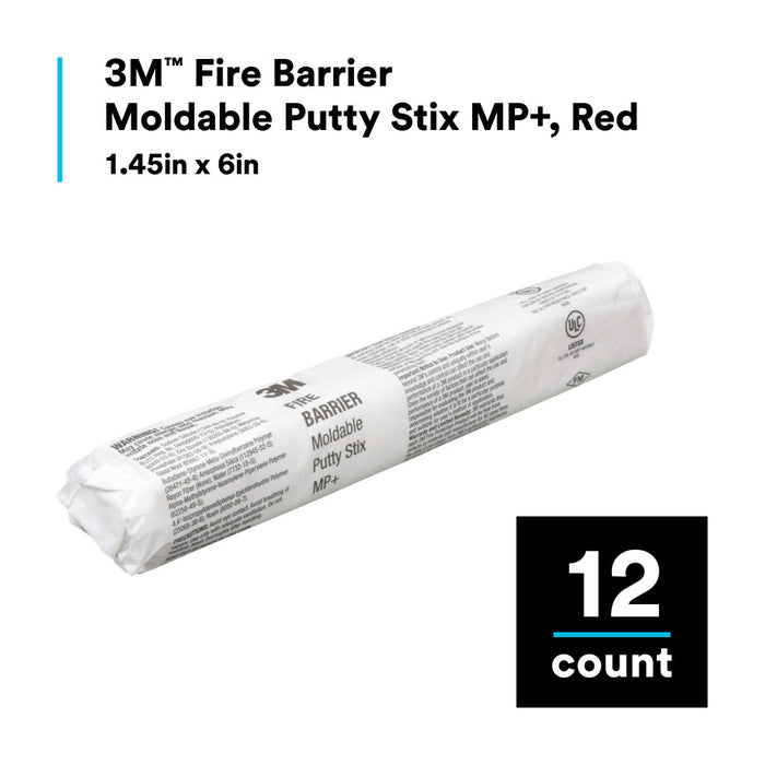 3M Fire Barrier Moldable Putty Stix MP+, Red, 1.4 in x 11 in