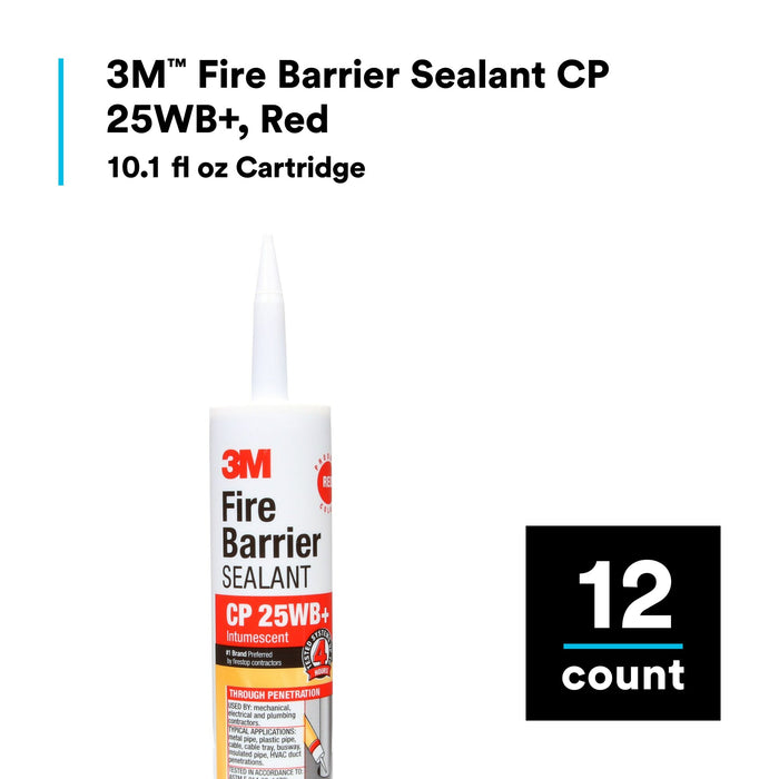 3M Fire Barrier Sealant CP 25WB+, Red, 10.1 fl oz Cartridge