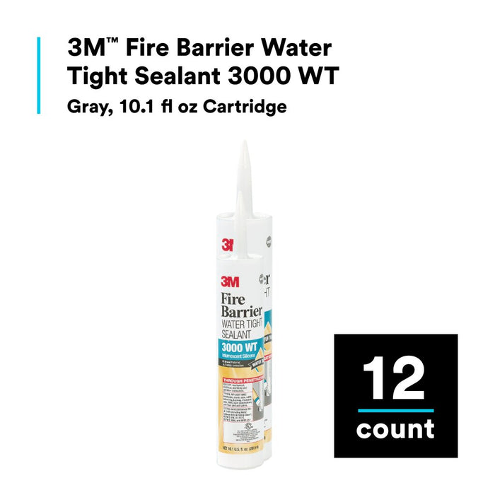 3M Fire Barrier Water Tight Sealant 3000WT, Gray, 10.1 fl oz Cartridge