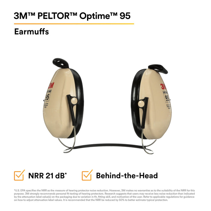 3M PELTOR Optime 95 Earmuffs H6B/V, Behind-the-Head