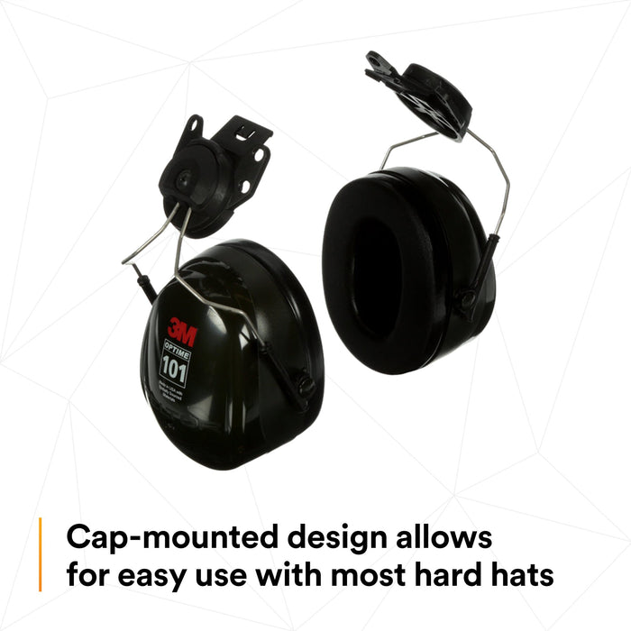 3M PELTOR Optime 101 Earmuffs H7P3E, Hard Hat Attached