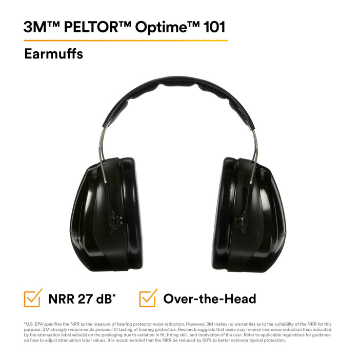 3M PELTOR Optime 101 Earmuffs H7A, Over-the-Head