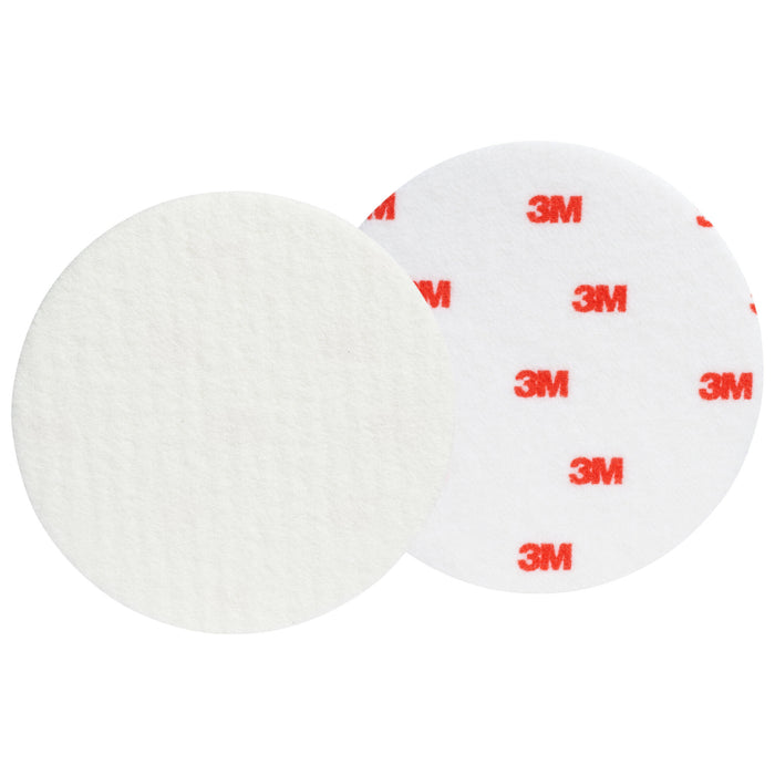 3M Finesse-it Felt Buffing Pad, 09358, 5 in, Red Foam Logo White Loop, 50/Pac