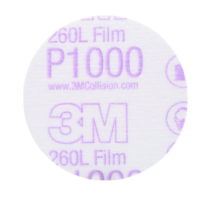 3M Hookit Finishing Film Abrasive Disc 260L, 00909, 3 in, P1000