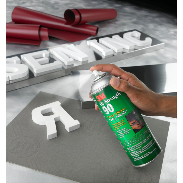 3M Hi-Strength Spray Adhesive 90, Clear, 24 fl oz Can (Net Wt 17.6 oz)