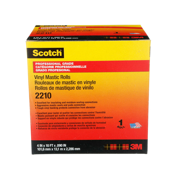 Scotch® Vinyl Mastic Roll 2210, 4 in x 10 ft, Black, 1 roll/carton
