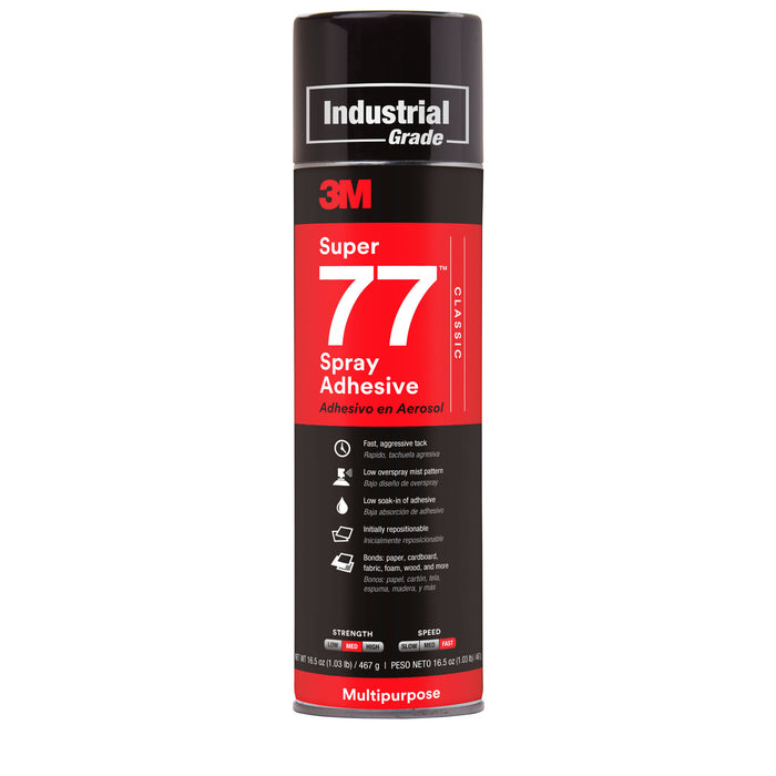 3M Super 77 Classic Spray Adhesive, Clear, 24 fl oz Can (Net Wt 16.5oz)