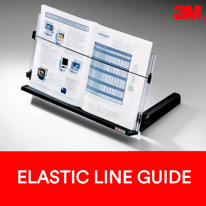 3M Adjustable In-Line Document Holder with Elastic Line Guide, Black,DH640