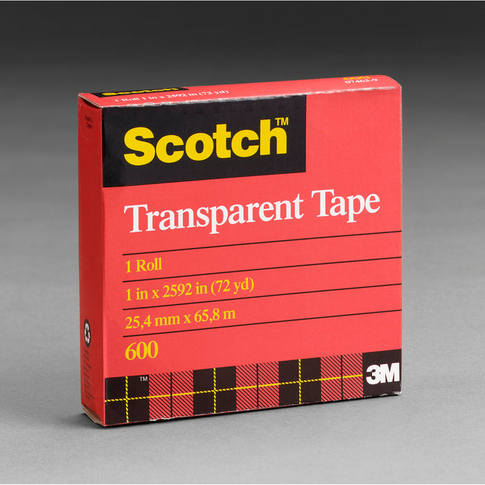 Scotch® Light Duty Packaging Tape 600, Clear, High Clarity, 2 in x 72 yd