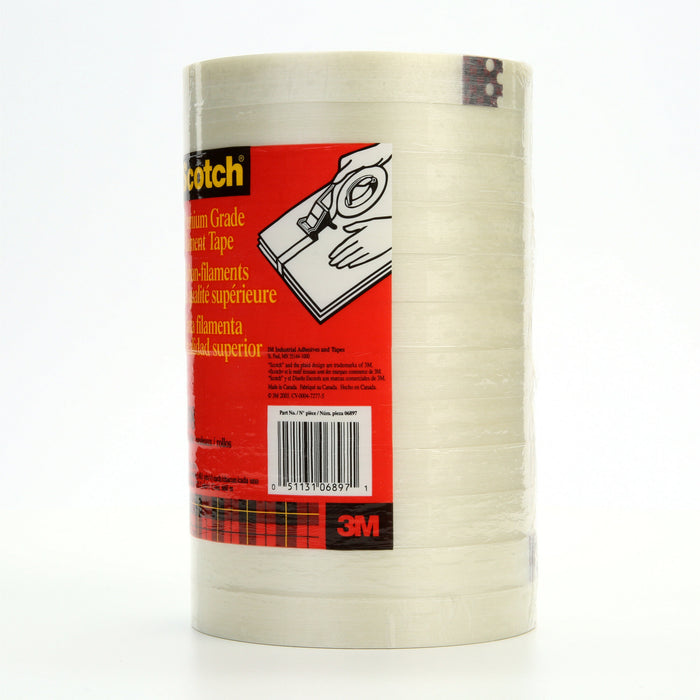 Scotch® Filament Tape 898, Clear, 18 mm x 55 m, 6.6 mil, 48 rolls percase
