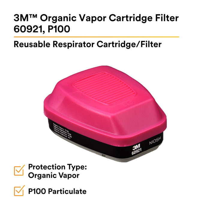 3M Organic Vapor Cartridge/Filter 60921, P100 60 EA/Case