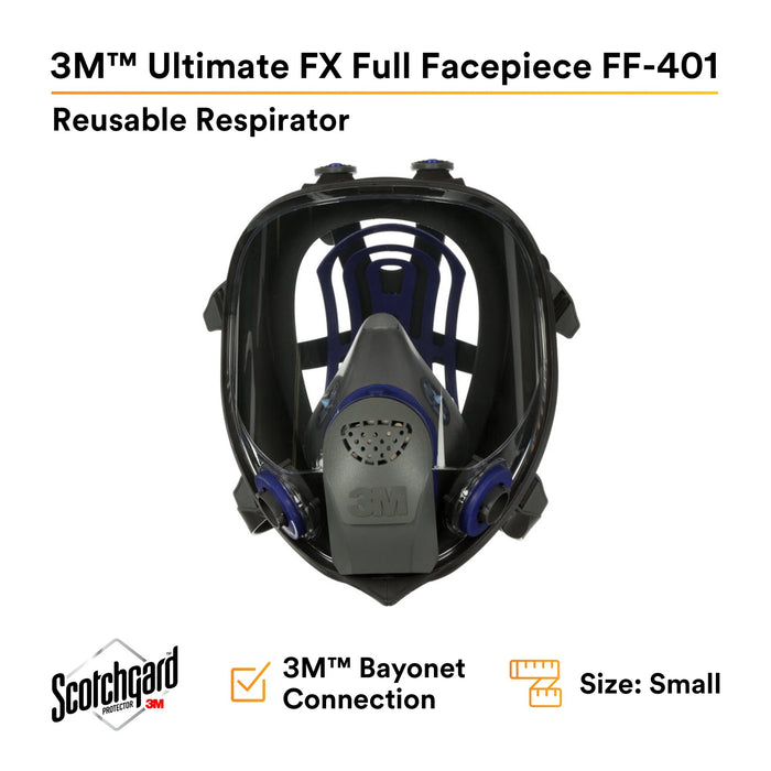 3M Ultimate FX Full Facepiece Reusable Respirator FF-401, Small 4EA/Case