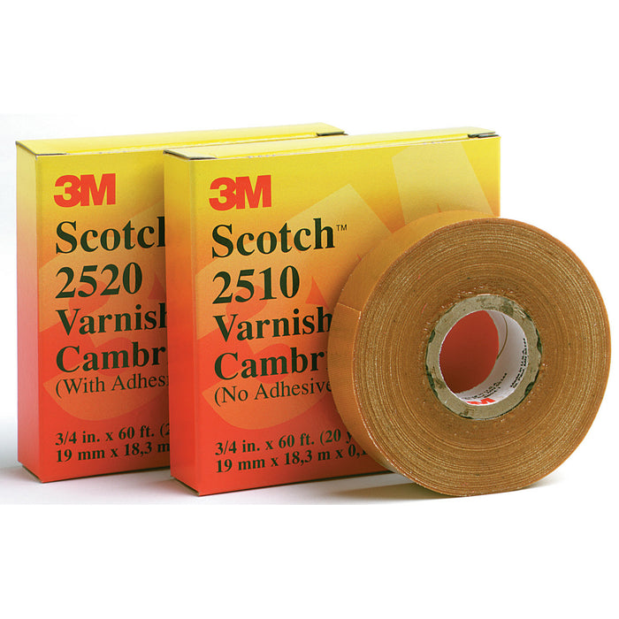 Scotch® Varnished Cambric Tape 2510, 3/4 in x 60 ft, Yellow, 1roll/carton