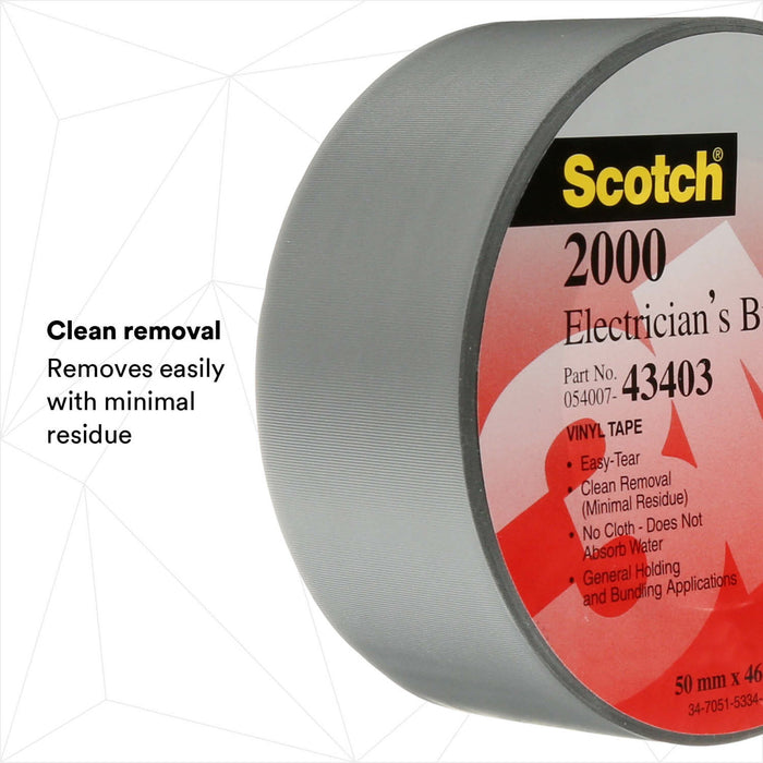 Scotch® Electricians Duct Tape 2000, 2 in x 50 yd, 12 Roll Display