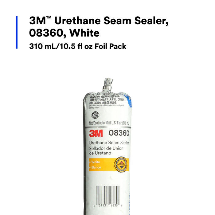3M Urethane Seam Sealer, 08360, White, 310 mL Foil Pack