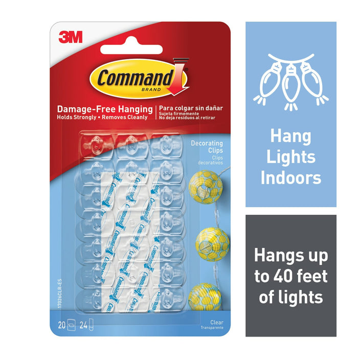 Command Clear Decorating Clips 17026CLR, 20 Clips, 24 Strips/Packs