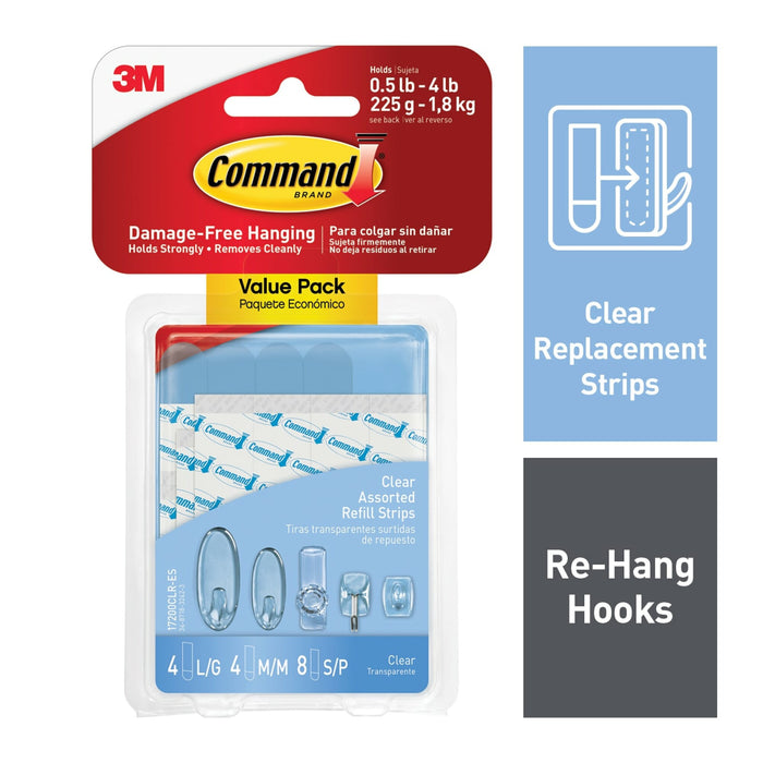 Command Clear Assorted Refill Strips 17200CLR-ES