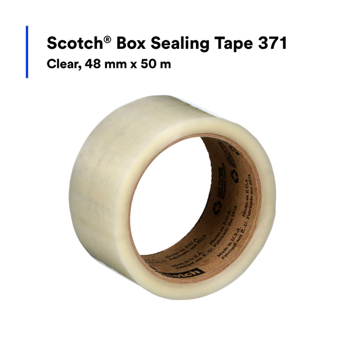Scotch® Box Sealing Tape 371, Clear, 48 mm x 50 m