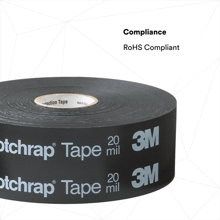 3M Scotchrap Vinyl Corrosion Protection Tape 51, 4 in x 100 ft,Printed, Black