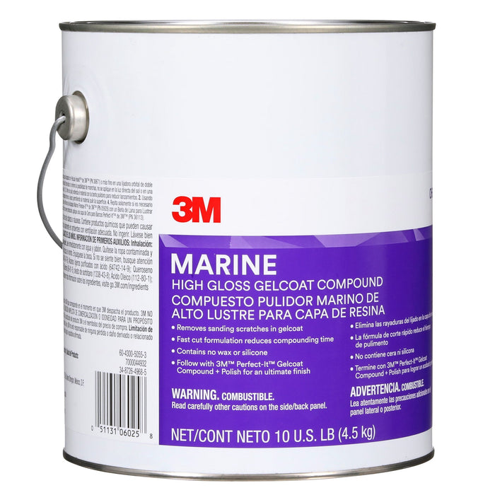 3M Marine High Gloss Gelcoat Compound, 06025, 10 lb