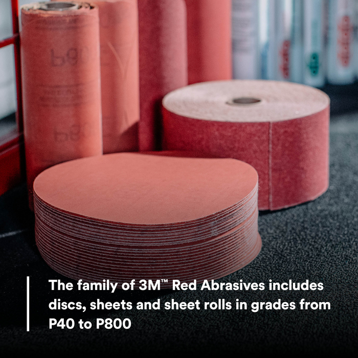 3M Hookit Red Abrasive Disc, 01218, 6 in, P400, 50 discs per carton
