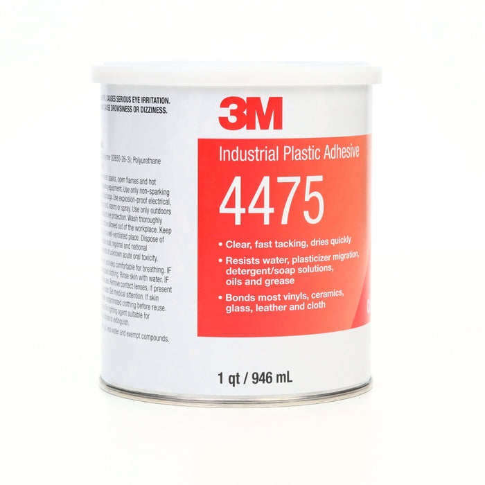 3M Industrial Plastic Adhesive 4475, Clear, 1 Quart Can