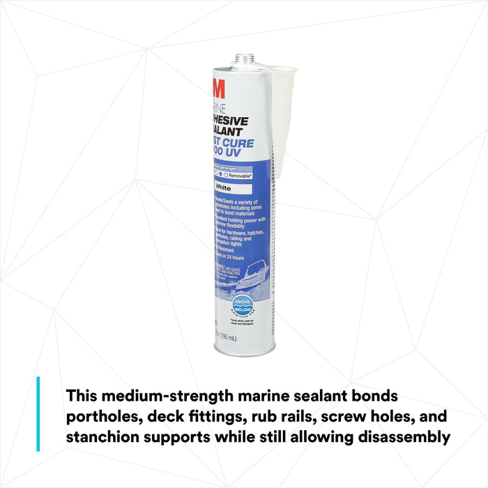3M Marine Adhesive Sealant 4000 UV, PN06580, White, 295 mL Cartridge