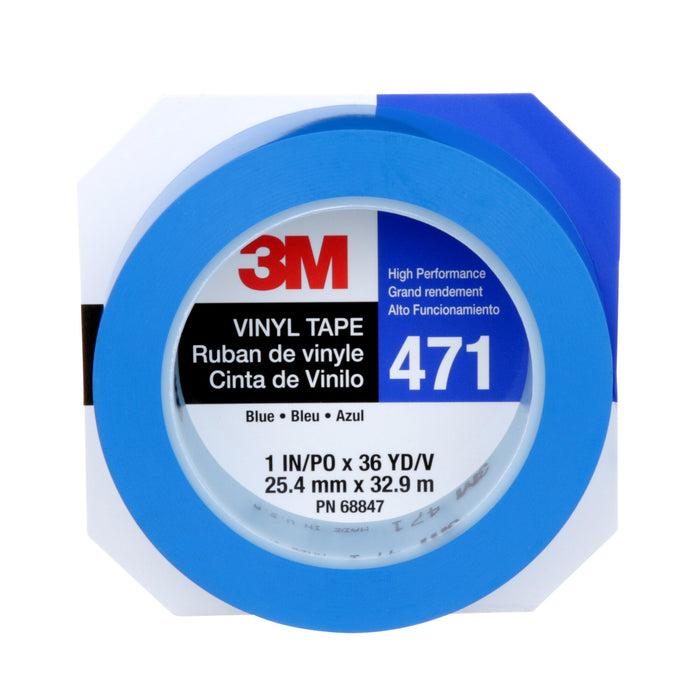 3M Vinyl Tape 471, Blue, 1 in x 36 yd, 5.2 mil