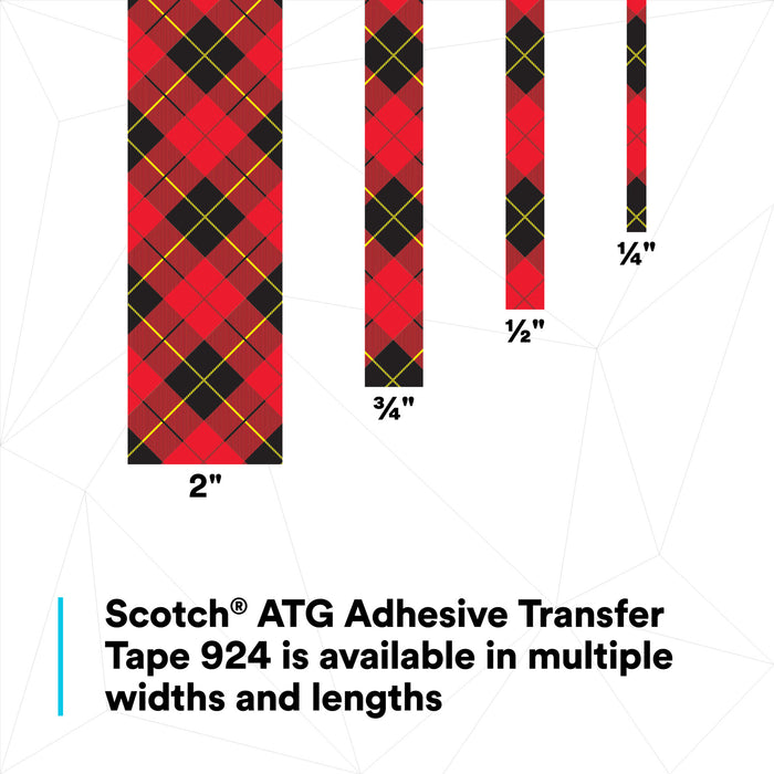 Scotch® ATG Adhesive Transfer Tape 924, Clear, 1/2 in x 36 yd, 2 mil