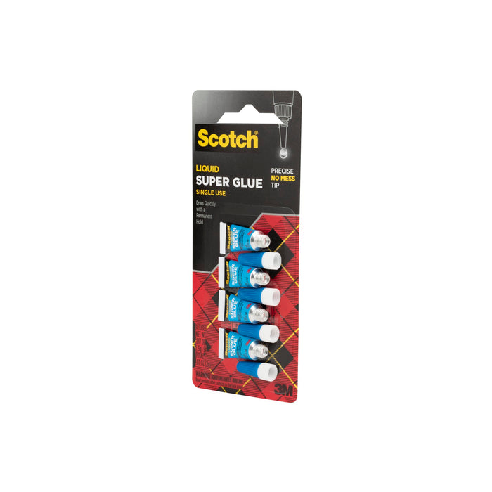 Scotch® Super Glue Liquid AD114, 4-Pack of single-use tubes, .017 ozeach