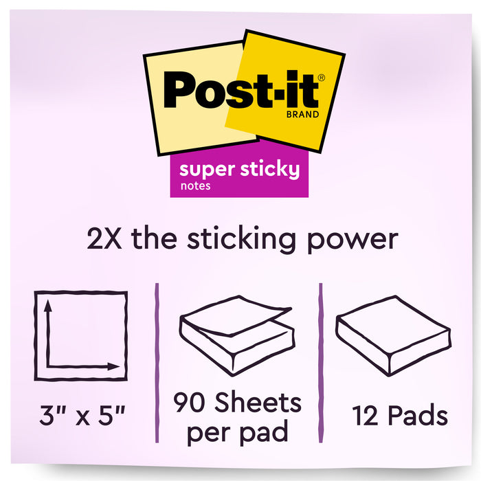 Post-it® Super Sticky Notes 655-12SSCY