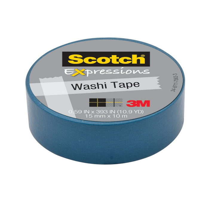 Scotch® Expressions Washi Tape C314-BLU, .59 in x 393 in (15 mm x 10 m)Blue