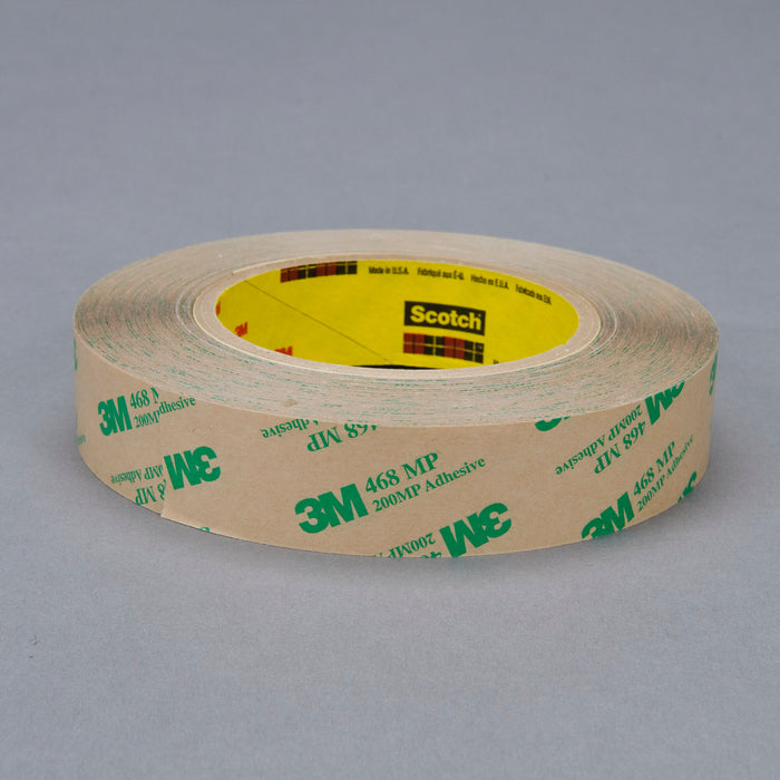 3M Adhesive Transfer Tape 468MP, Clear, 6 in x 60 yd, 5 mil