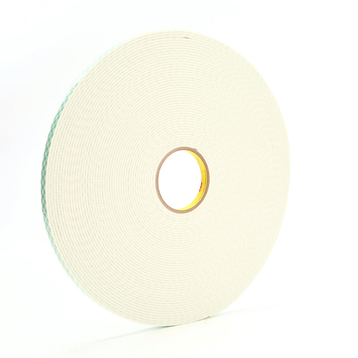 3M Double Coated Urethane Foam Tape 4008, Off White, 1/2 in x 36 yd,125 mil
