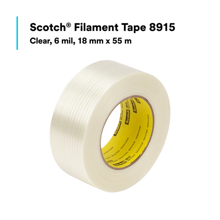 Scotch® Filament Tape 8915, Clean Removal, 18 mm x 55 m, 6 mil