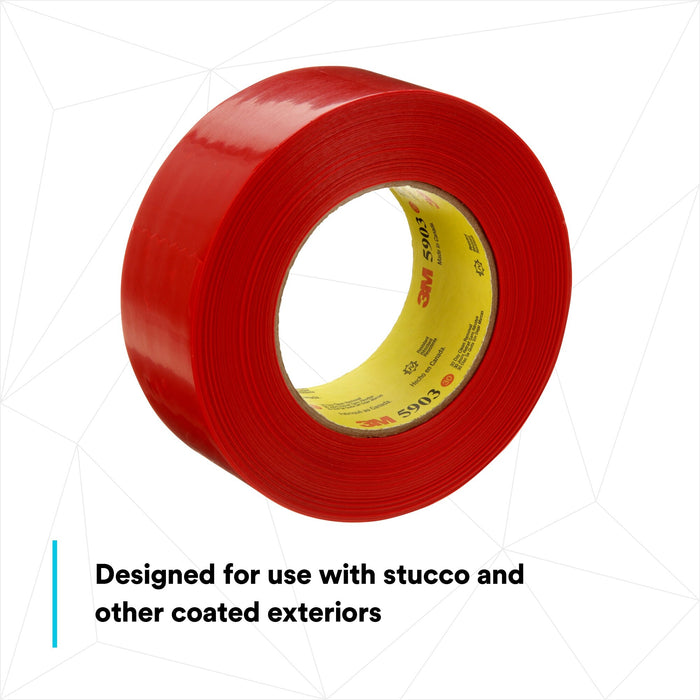 3M Outdoor Masking Poly Tape 5903, Red, 48 mm x 54.8 m, 7.5 mil, 24Roll/Case