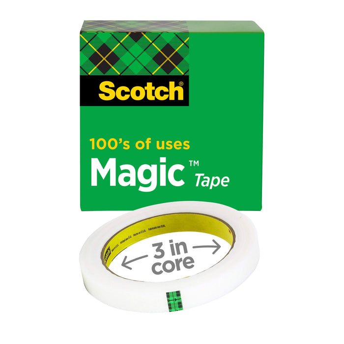 Scotch® Magic Tape 810, 1/2 in x 2592 in, 3 in Core, Boxed