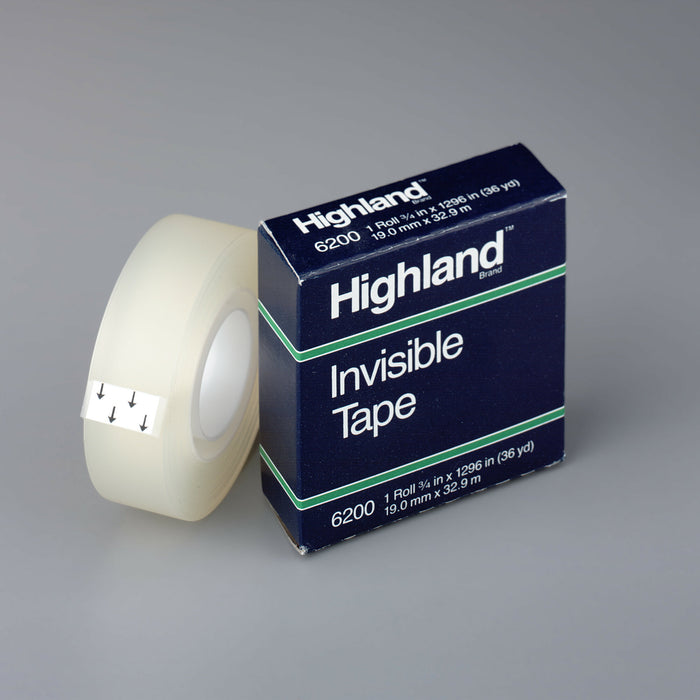 Highland Invisible Tape 6200, 3/4 in x 1296 in Boxed
