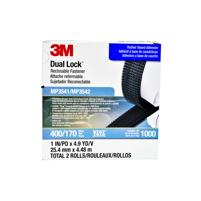 3M Dual Lock Reclosable Fastener MP3541/MP3542, Black, 1 in x 5 yd,Type 400/170