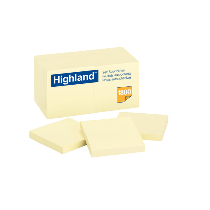 Highland Notes 6549-18, 3 in x 3 in (7.62 cm x 7.62 cm) Yellow