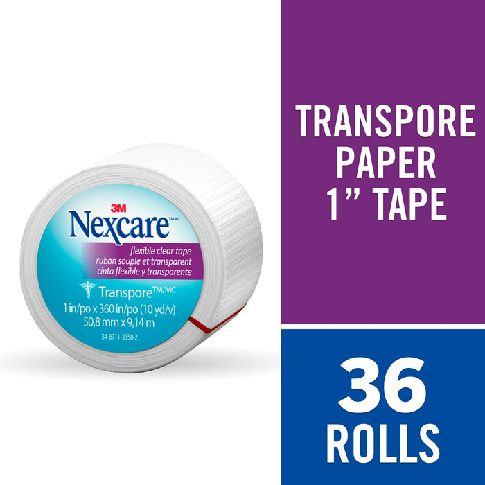 Nexcare Transpore Clear First Aid Tape, 527-P1, 1 in x 10 yds, Wrapped