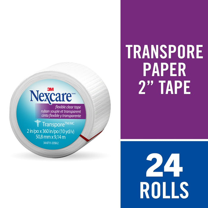 Nexcare Transpore Flexible Clear First Aid Tape 527-P2, 2 in x 10 yds,Wrapped