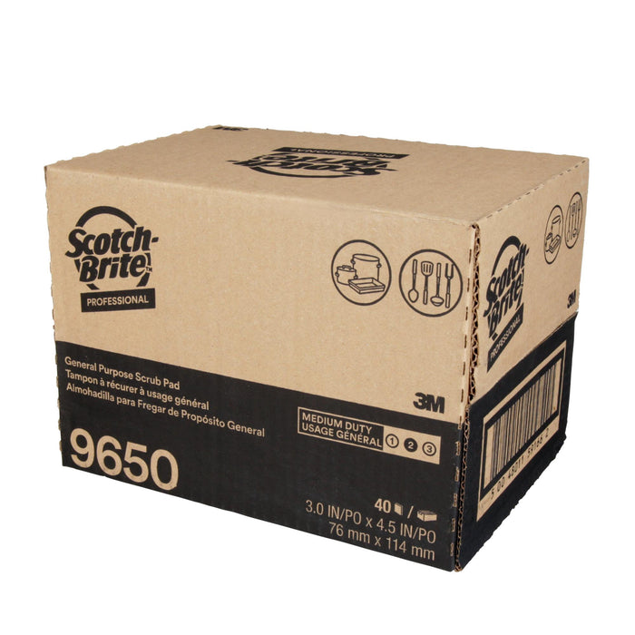 Scotch-Brite General Purpose Scrub Pad 9650, 3 in x 4.5 in, 40/Box