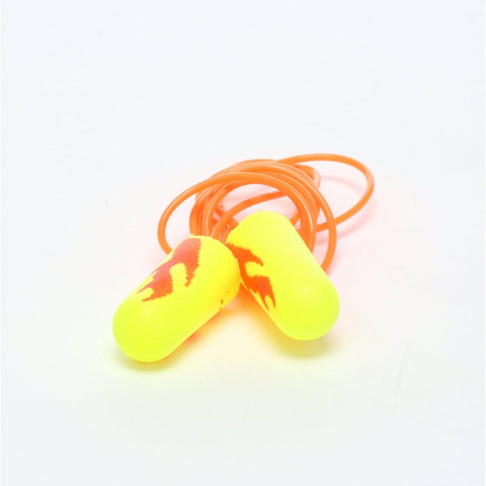 3M E-A-Rsoft Yellow Neon Blasts Earplugs 311-1252, Corded, Poly Bag,Regular Size