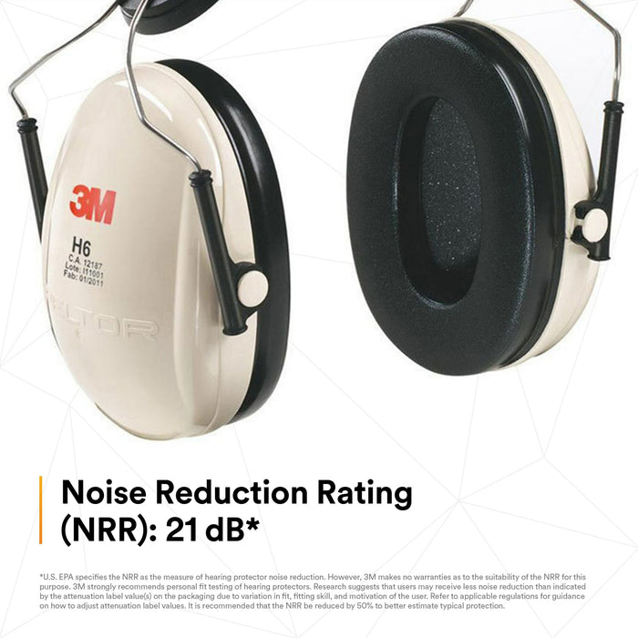 3M Peltor Optime 95 Cap-Mount Earmuffs, Hearing Conservation H6P3E/V10 EA/Case