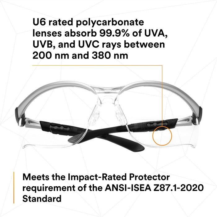 3M BX Reader Protective Eyewear 11375-00000-20, Clear Lens, SilverFrame
